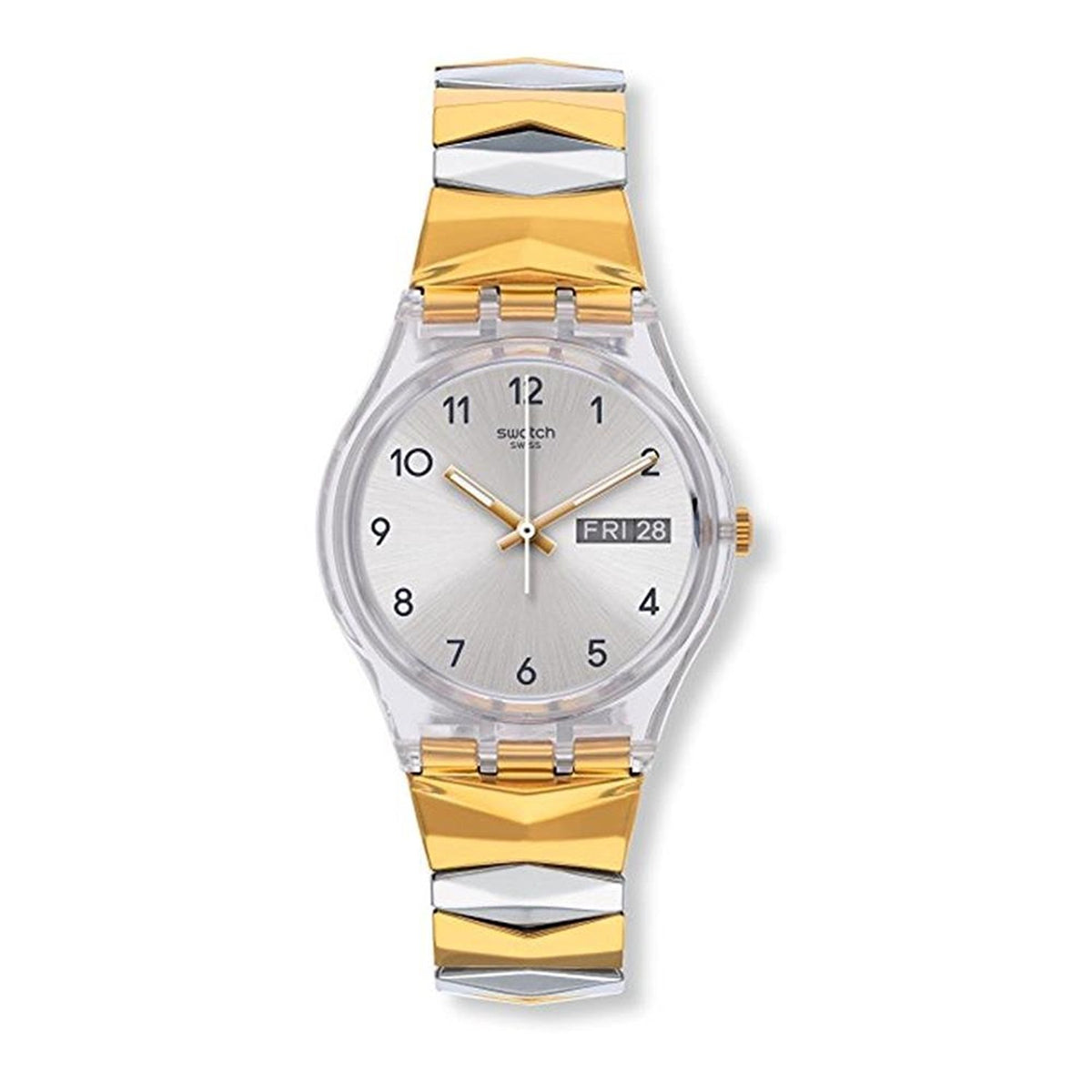 Дамски часовник Swatch Originals Tresorama със сребърен циферблат от неръждаема стомана GE707B