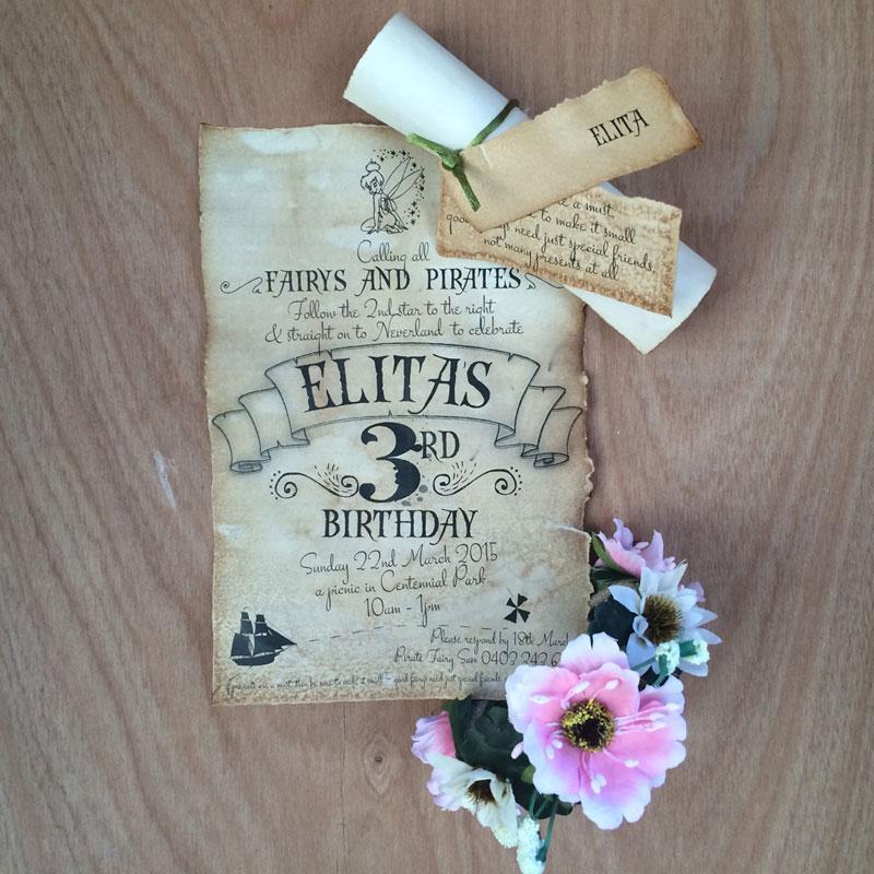 Tinkerbell inspired birthday invitation