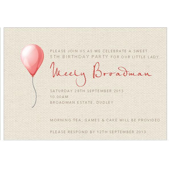 rustic birthday invitation with balloon