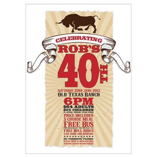 Cowboy, rodeo themed birthday invitation