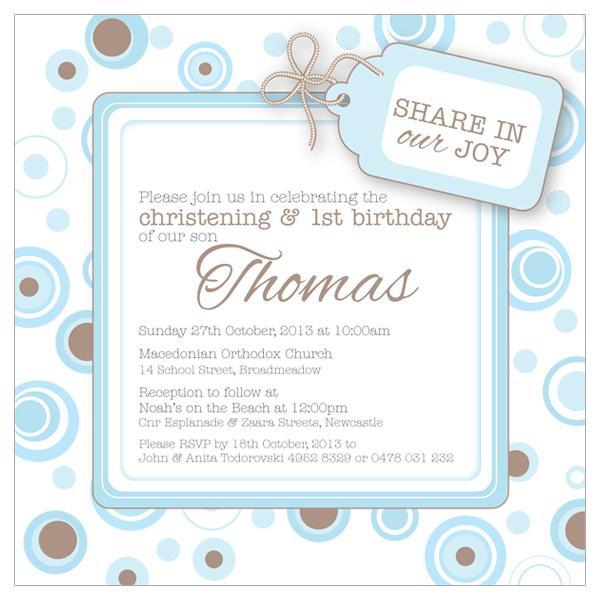 Birthday invitation with blue & brown dots