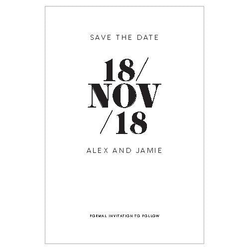 Black and white save the date card design