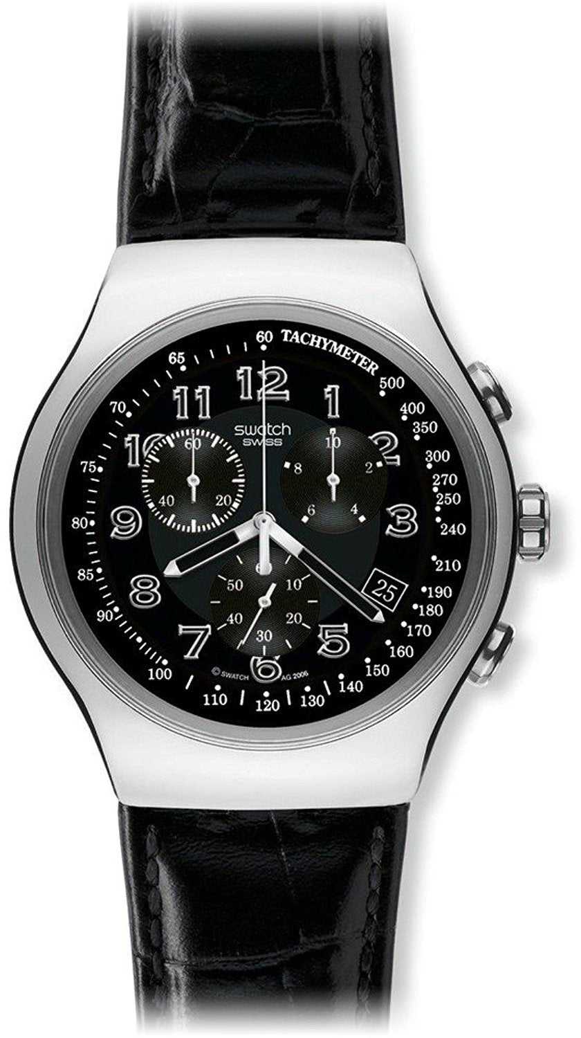 Аналогов мъжки часовник с черен циферблат Swatch - YOS440