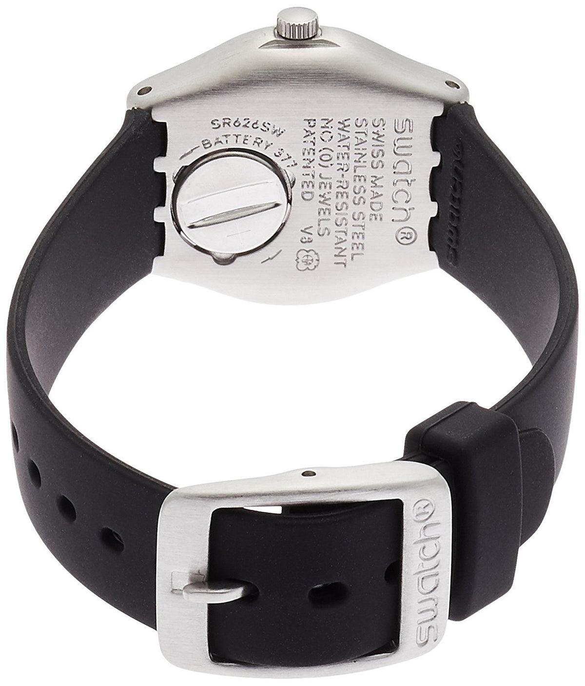 Дамски силиконов часовник Swatch Soblack с бял циферблат YSS315