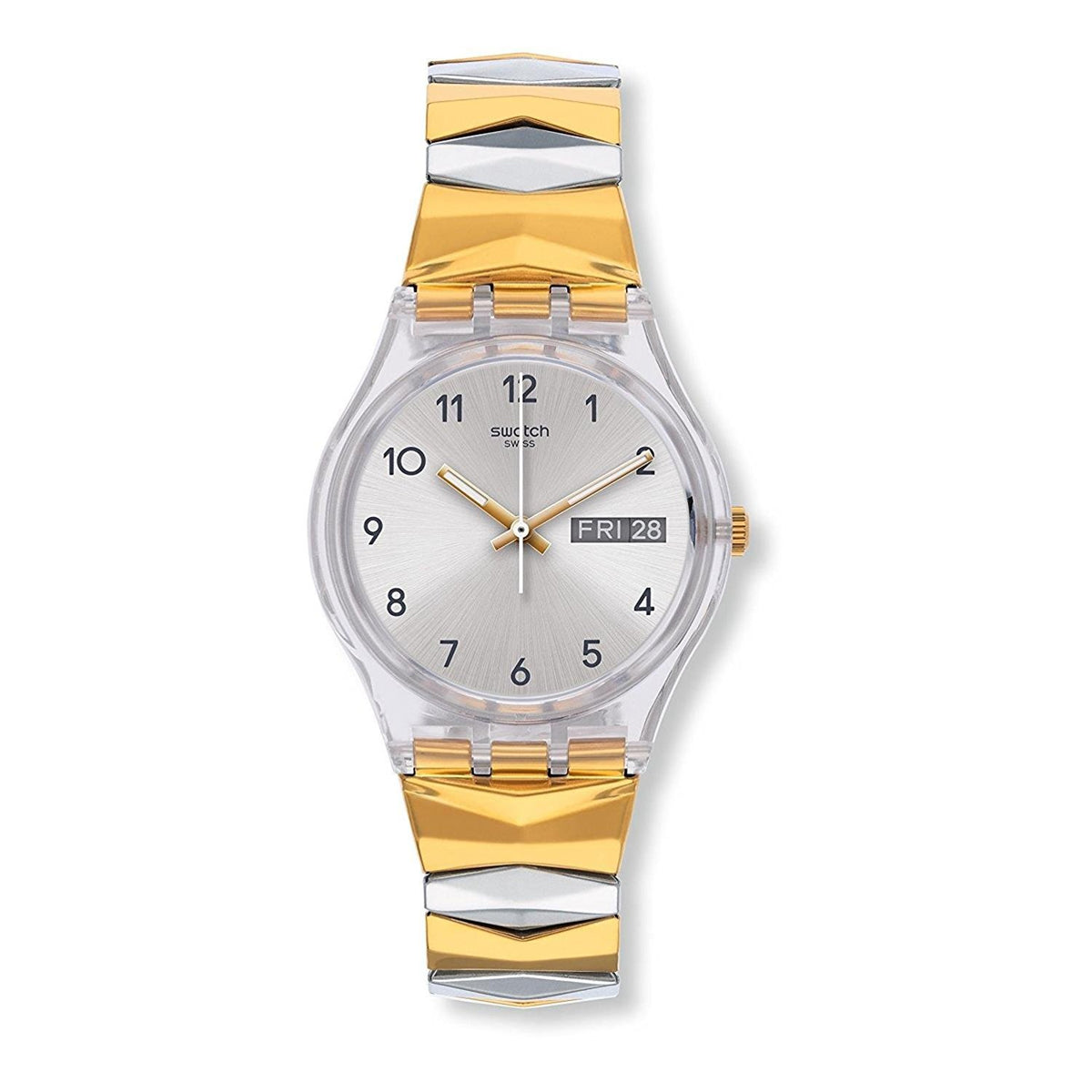 Дамски часовник Swatch Originals Tresorama със сребърен циферблат от неръждаема стомана GE707B