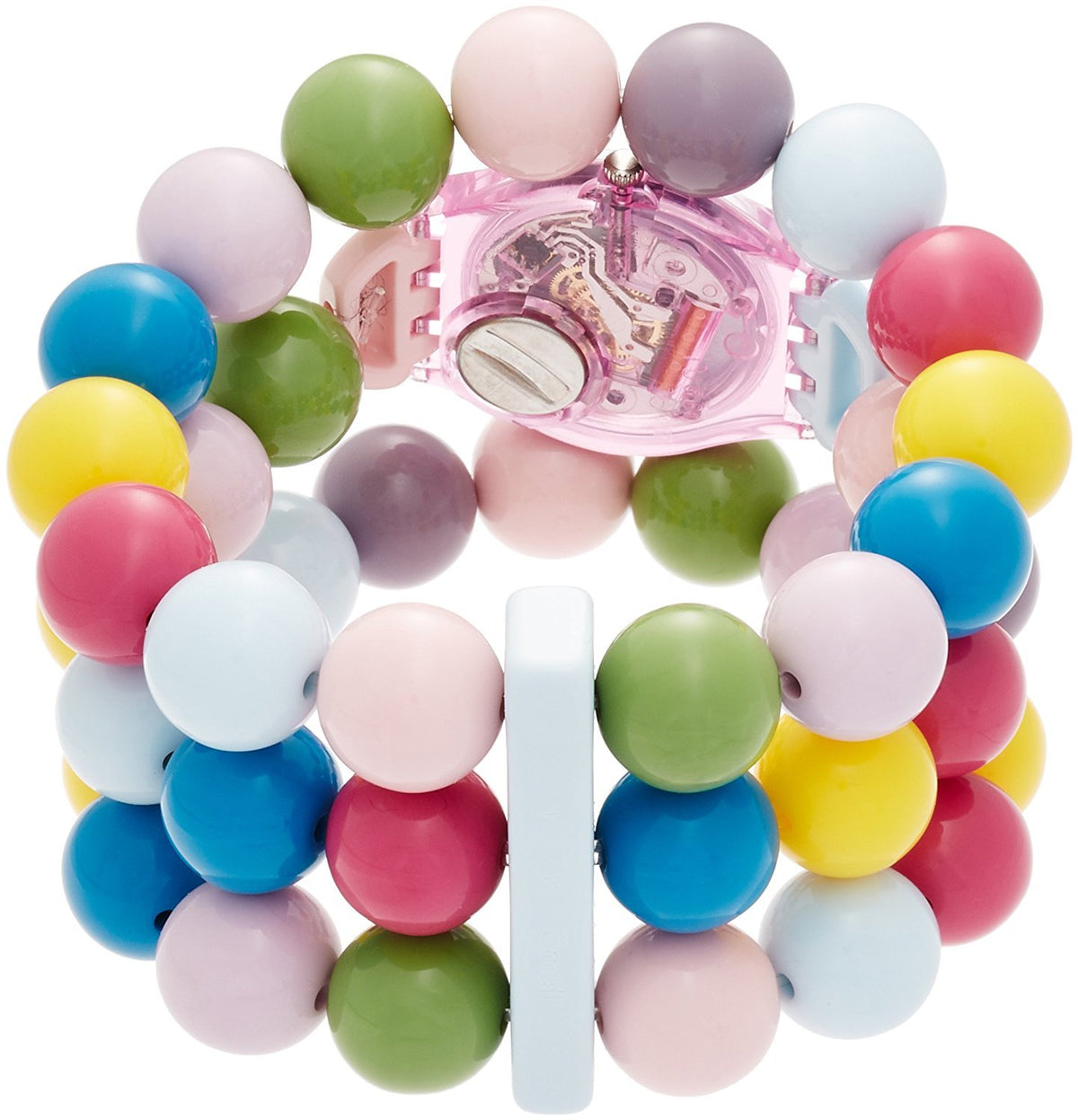 Дамски часовник Swatch Originals Party Beads с бял циферблат и пластмасова каишка LP148B