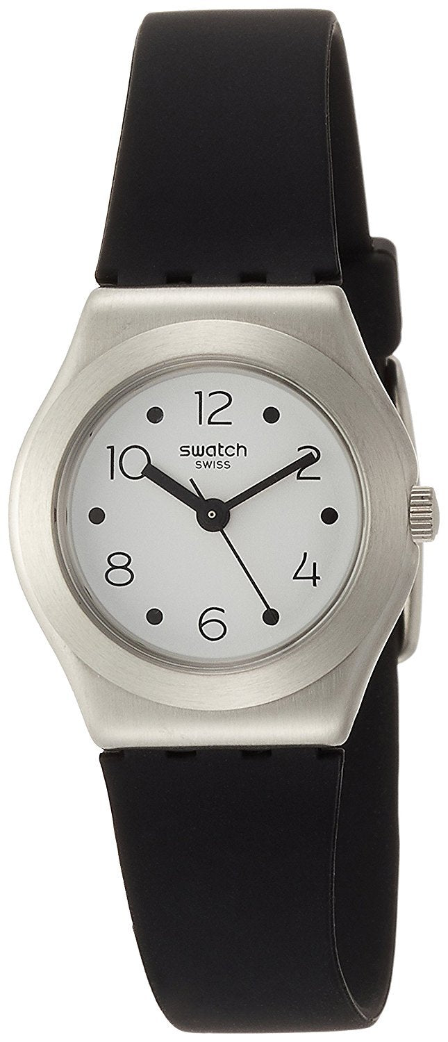 Дамски силиконов часовник Swatch Soblack с бял циферблат YSS315