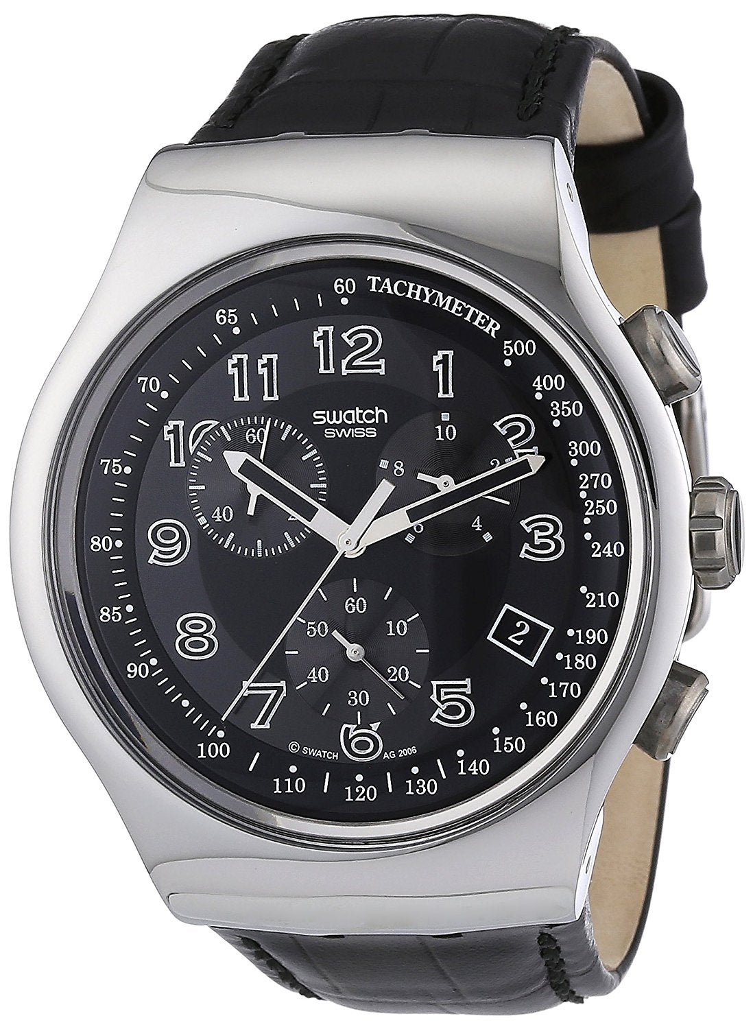 Аналогов мъжки часовник с черен циферблат Swatch - YOS440