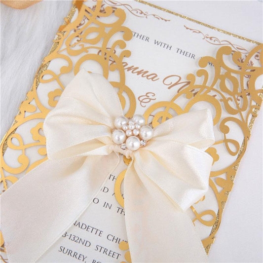 mirror foil gate fold wedding invitation