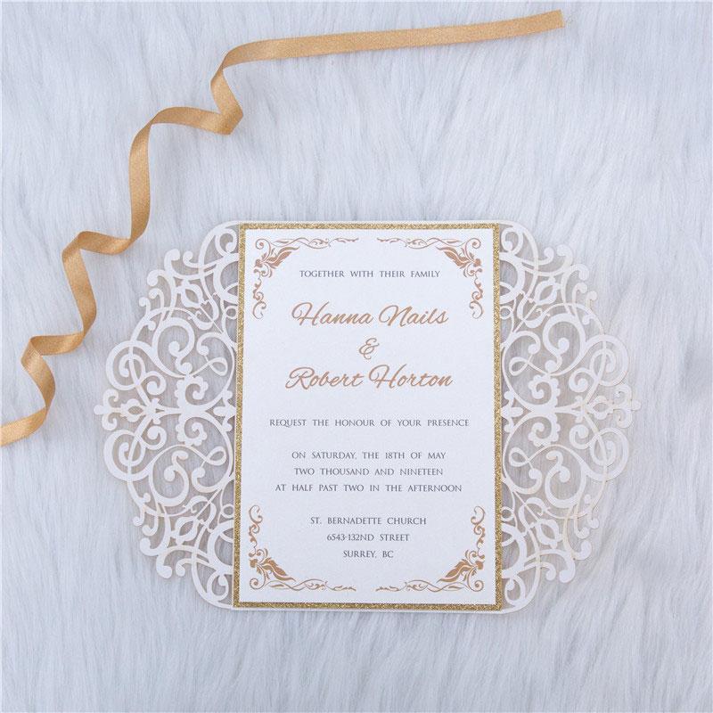 mirror foil gate fold wedding invitation